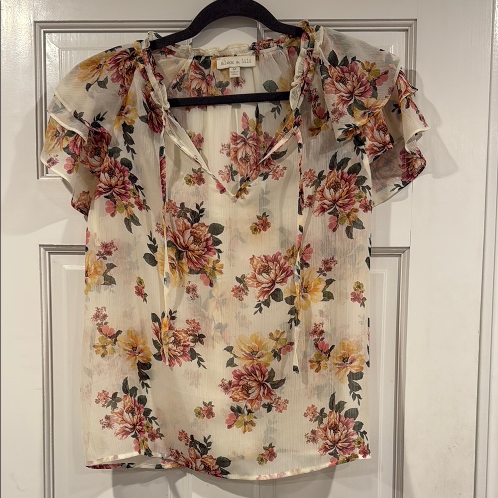 Floral Blouse - Cream and Pink